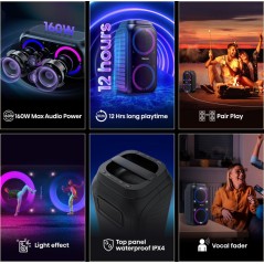 Hisense Party Rocket 160 - 20-Channel Black Party Speaker for Ultimate Sound Experience